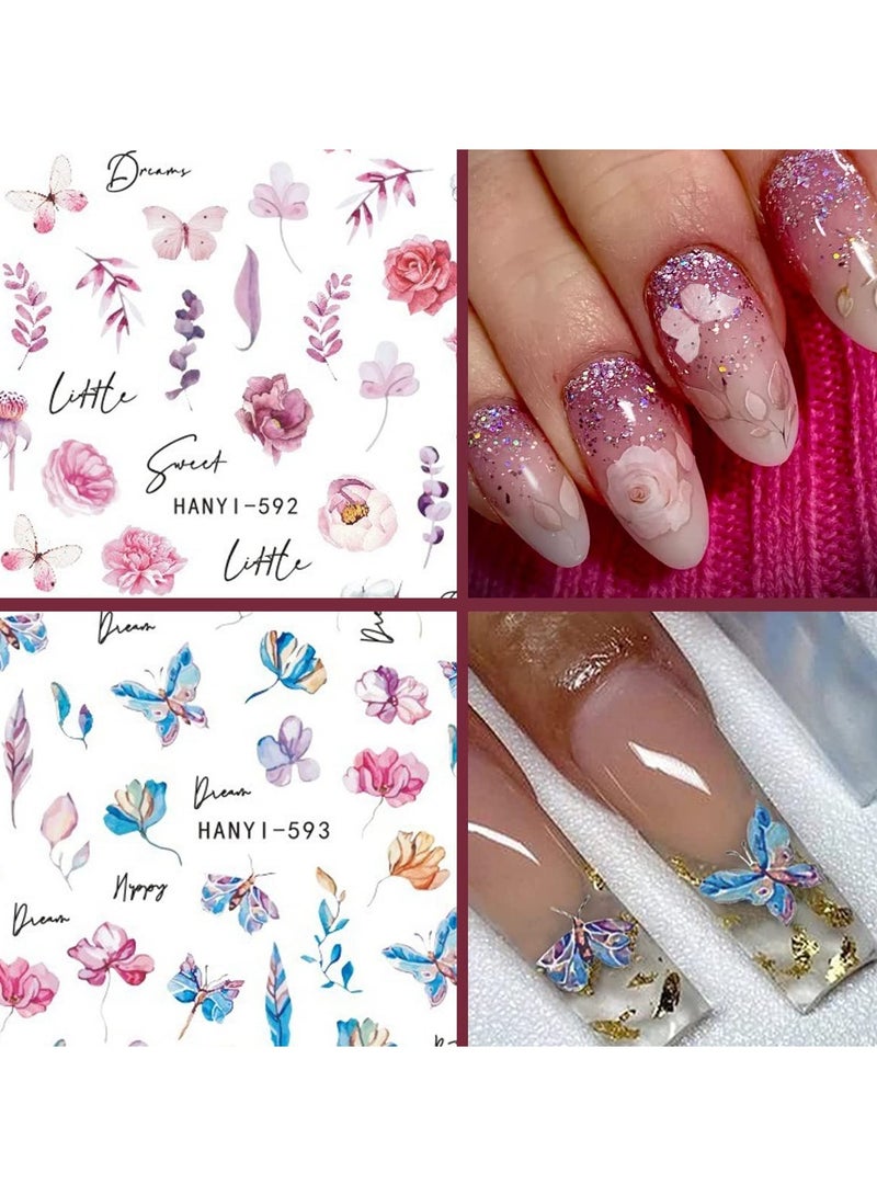 Flower Nail Art Stickers, 8 Pcs Charming Daisy Nail Decals Spring Nail Stickers