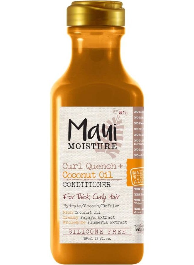 Maui Moisture Curl Quench + Coconut Oil Conditioner, 13 Ounce, Silicone Free Conditioner Ideal for Thick, Curly Hair