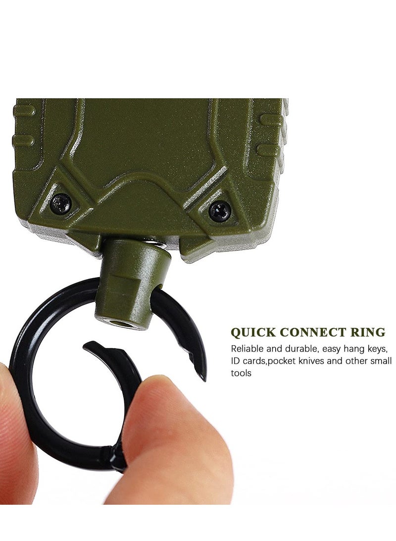 Carabiner Retractable Keychain, 2 Pack Self Retractable Id Badge Reel with Belt Clip, Heavy Duty Tactical Badge Holder with 26 Inches Cord, Multitool Carabiner Key Chain, 10 Oz Retraction