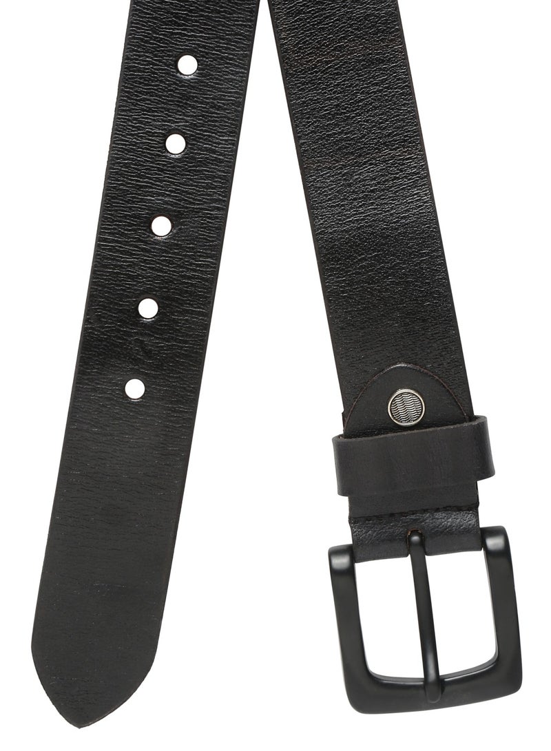 Real Genuine Leather Black Casual Belt for Men