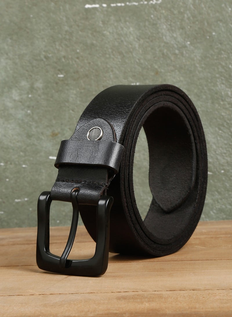 Real Genuine Leather Black Casual Belt for Men