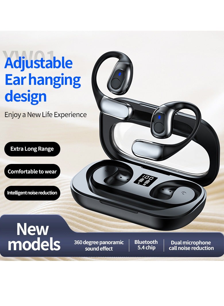 Open Ear Headphones, OWS Wireless Bluetooth 5.4 Headphones Air Conduction, Up to 48 Hours Battery Life with Carry Case, High Sound Quality with Dual 16.5mm Drivers