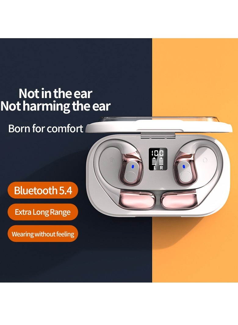 Open Ear Headphones, OWS Wireless Bluetooth 5.4 Headphones Air Conduction, Up to 48 Hours Battery Life with Carry Case, High Sound Quality with Dual 16.5mm Drivers