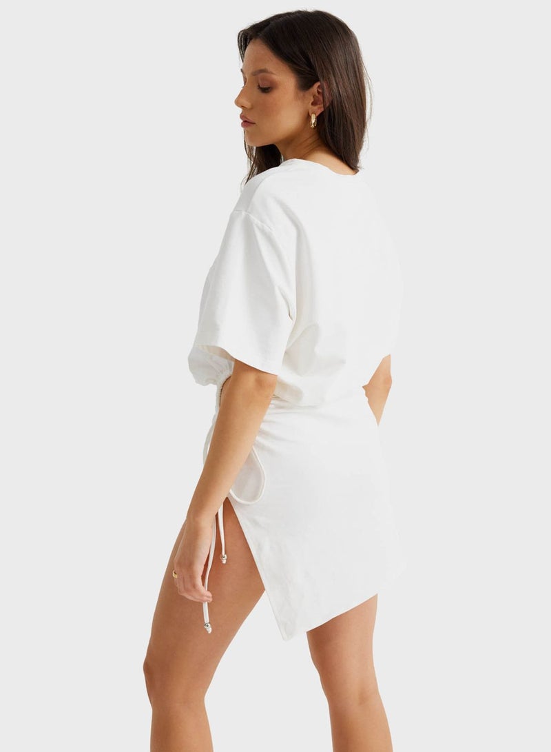 Cut Out Asymmetric Hem Dress