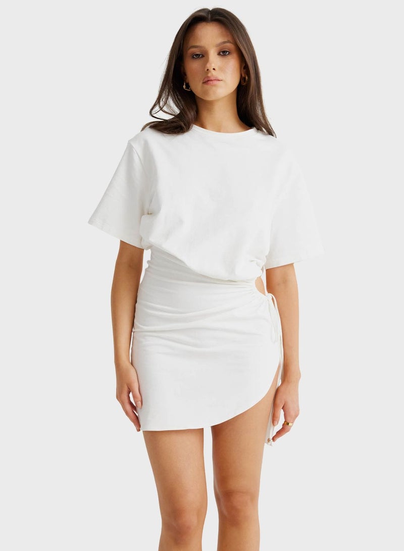 Cut Out Asymmetric Hem Dress