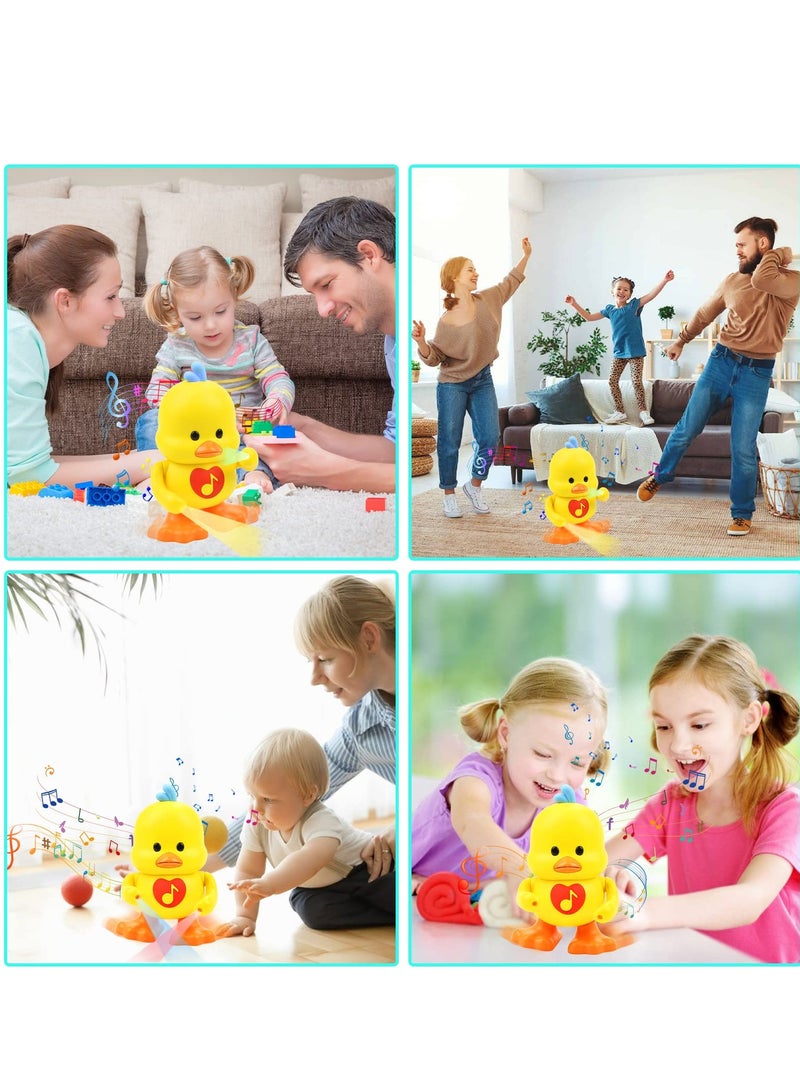 Dancing Walking Electric Duck Smart Toys with Music and LED Light Cute Cartoon Yellow Duck Children Interactive Early Learning Toy for Birthday Kids Gift Boy & Girl