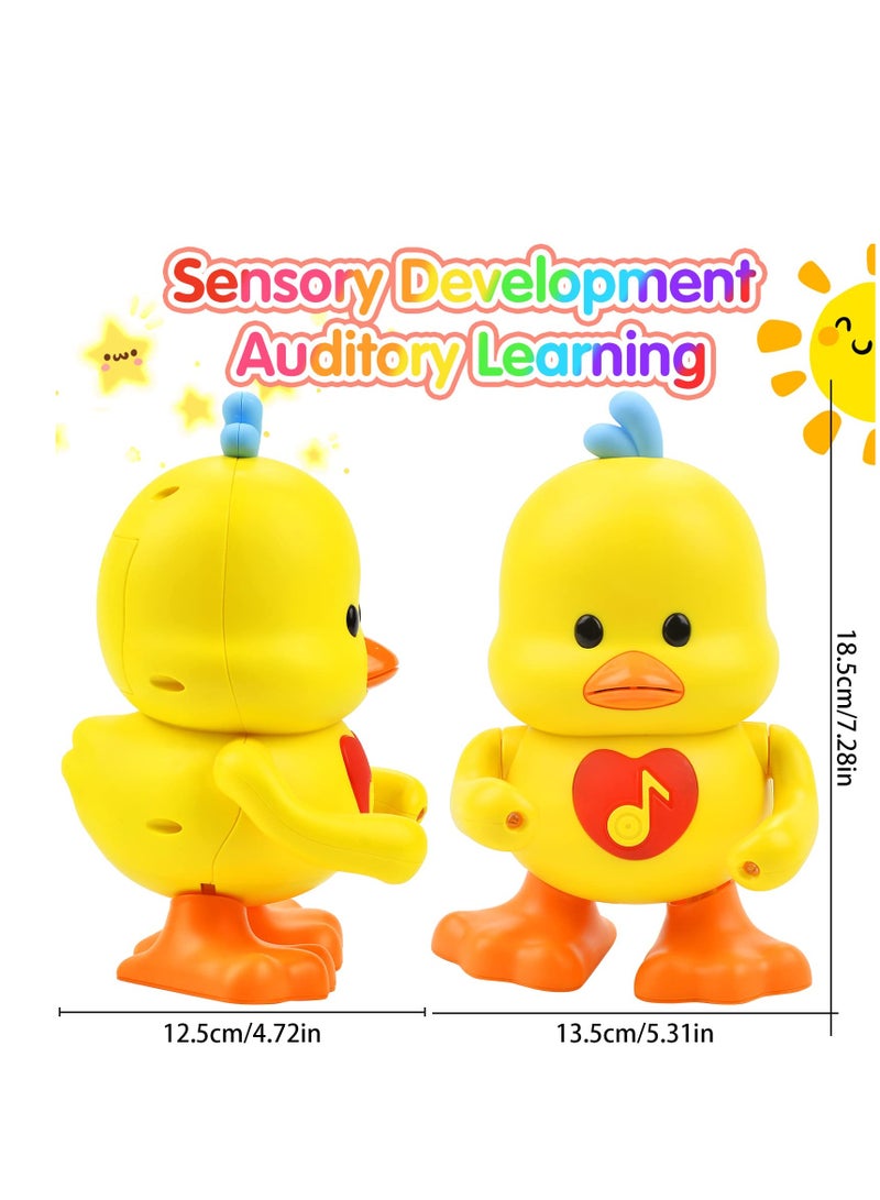 Dancing Walking Electric Duck Smart Toys with Music and LED Light Cute Cartoon Yellow Duck Children Interactive Early Learning Toy for Birthday Kids Gift Boy & Girl