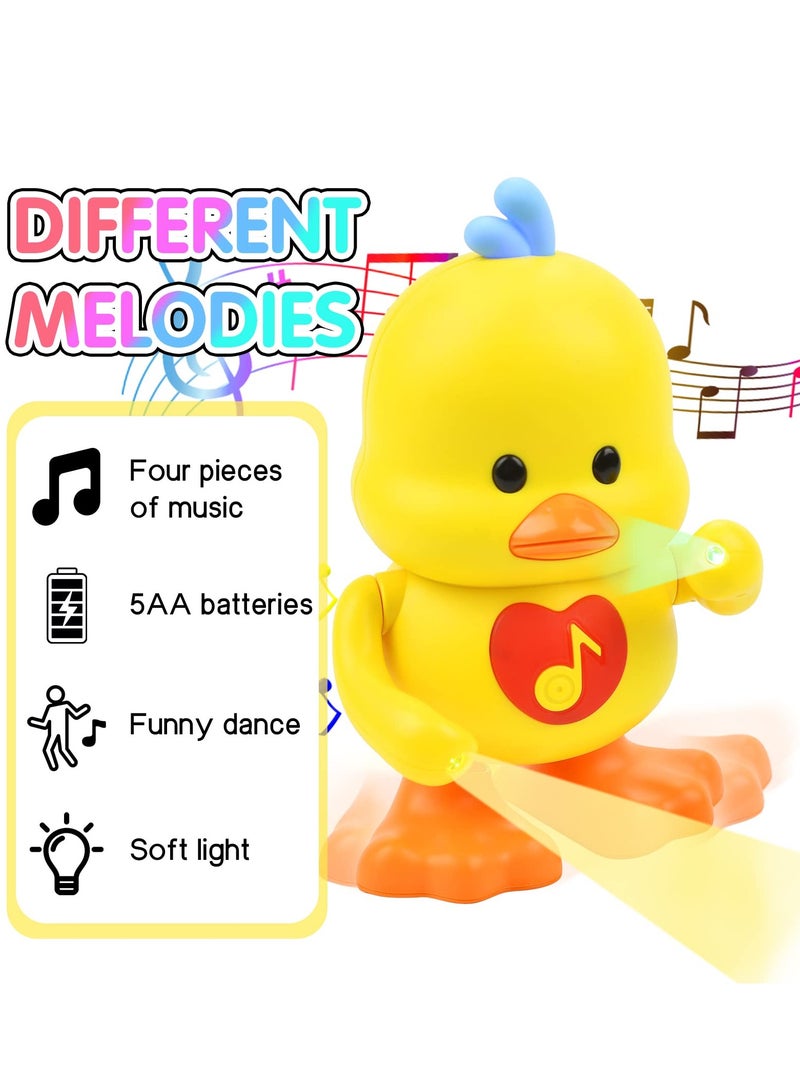 Dancing Walking Electric Duck Smart Toys with Music and LED Light Cute Cartoon Yellow Duck Children Interactive Early Learning Toy for Birthday Kids Gift Boy & Girl