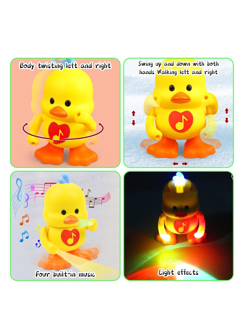 Dancing Walking Electric Duck Smart Toys with Music and LED Light Cute Cartoon Yellow Duck Children Interactive Early Learning Toy for Birthday Kids Gift Boy & Girl