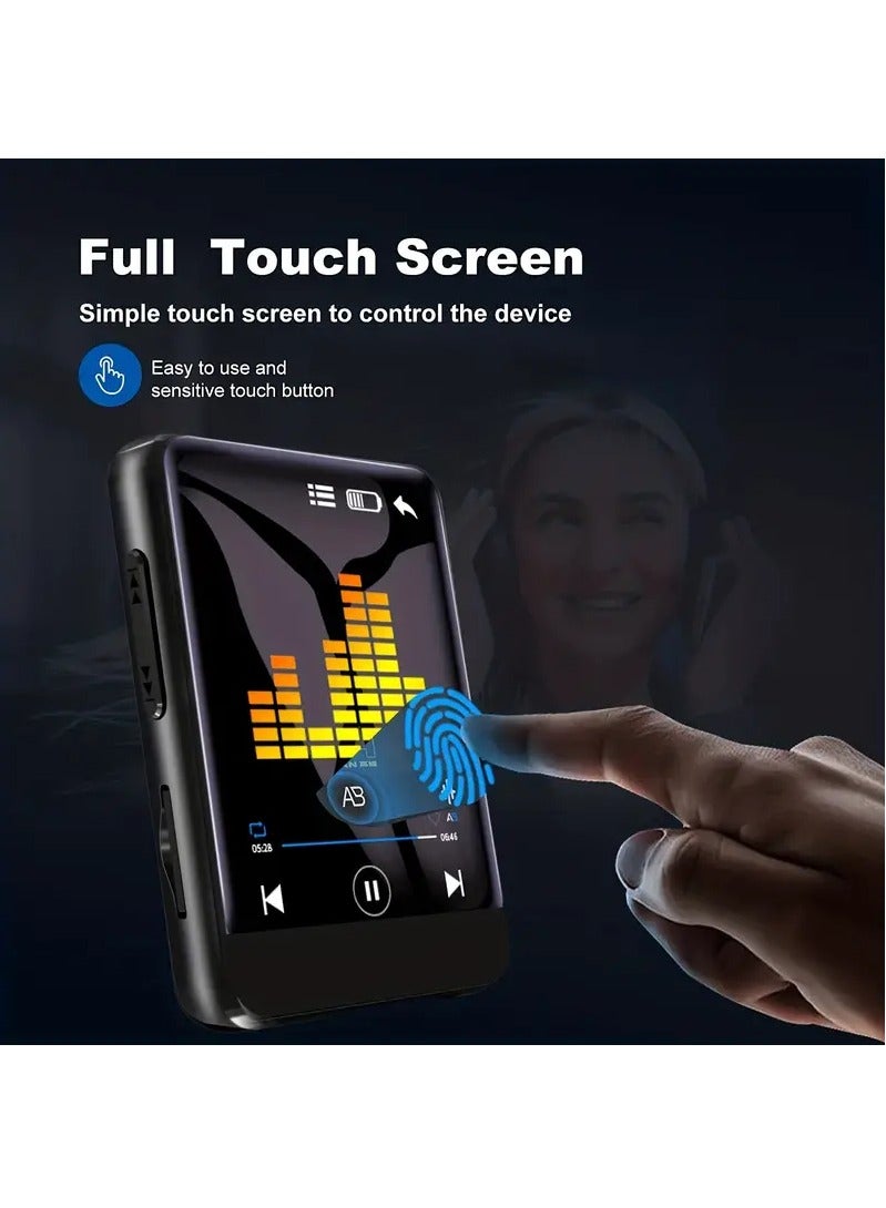 64gb Portable Mp3 Music Player, Full Touch Screen Music Player With Built-In High-Definition Speaker, Fm Radio, Voice Recorder, Ebook, Mini-Design, Support Video Playback, Ideal For Sports And Travel