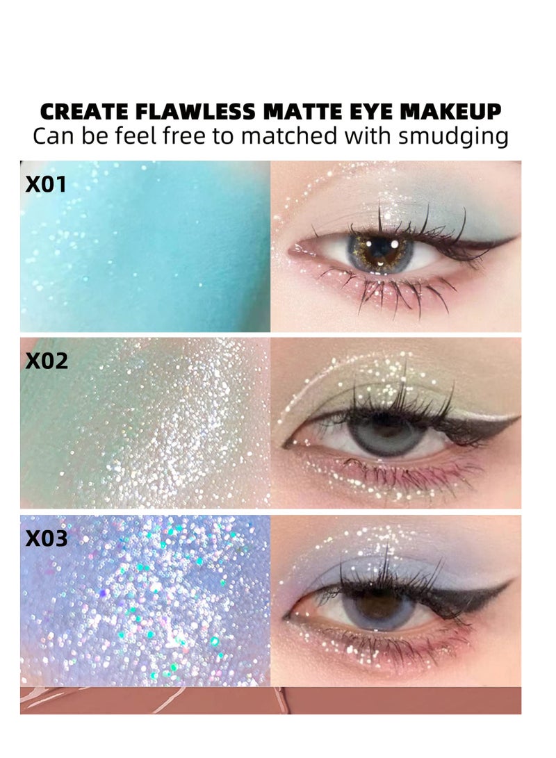 Liquid Matte Eye Shadow 2 in 1 Long Lasting Glitter Shimmer Quick Drying Easy to Apply Makeup 3 Pcs High Pigmented Velvet Cream Eyeshadow Eyeliner Stick