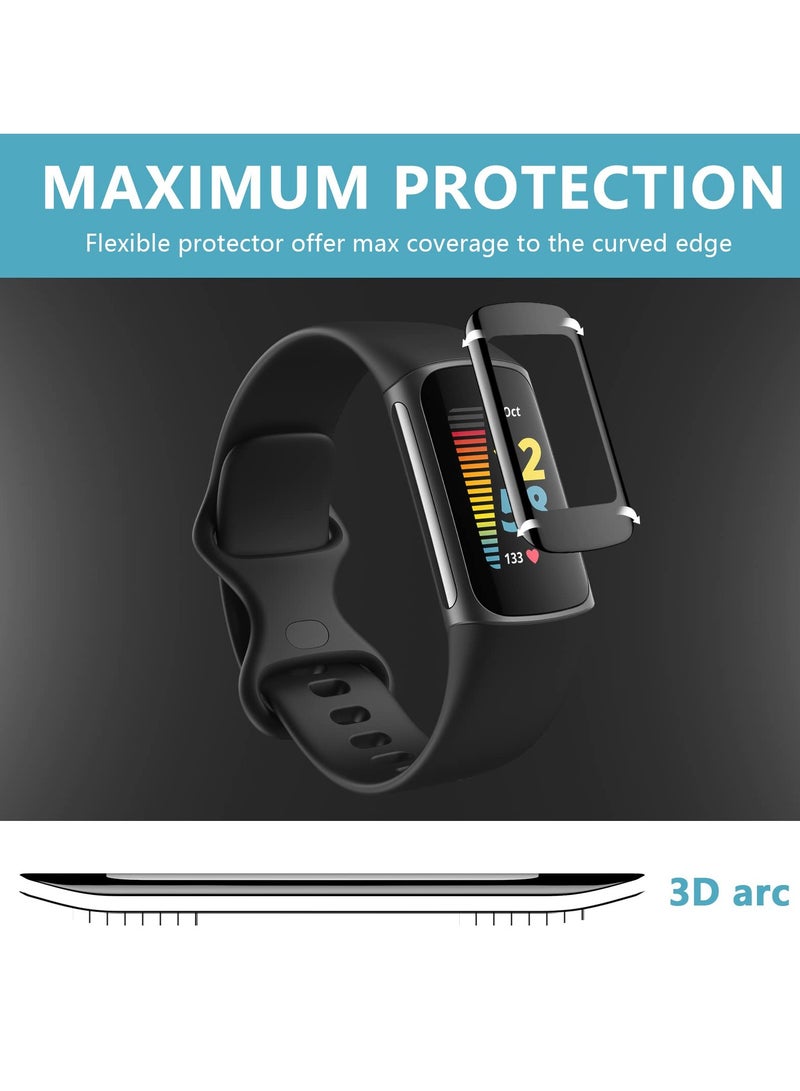 4pcs Screen Protector Compatible with Fitbit Charge 5, 3d Anti-scratch Clear Full Coverage Screen Protector Cover Film Accessories for Smart Watch