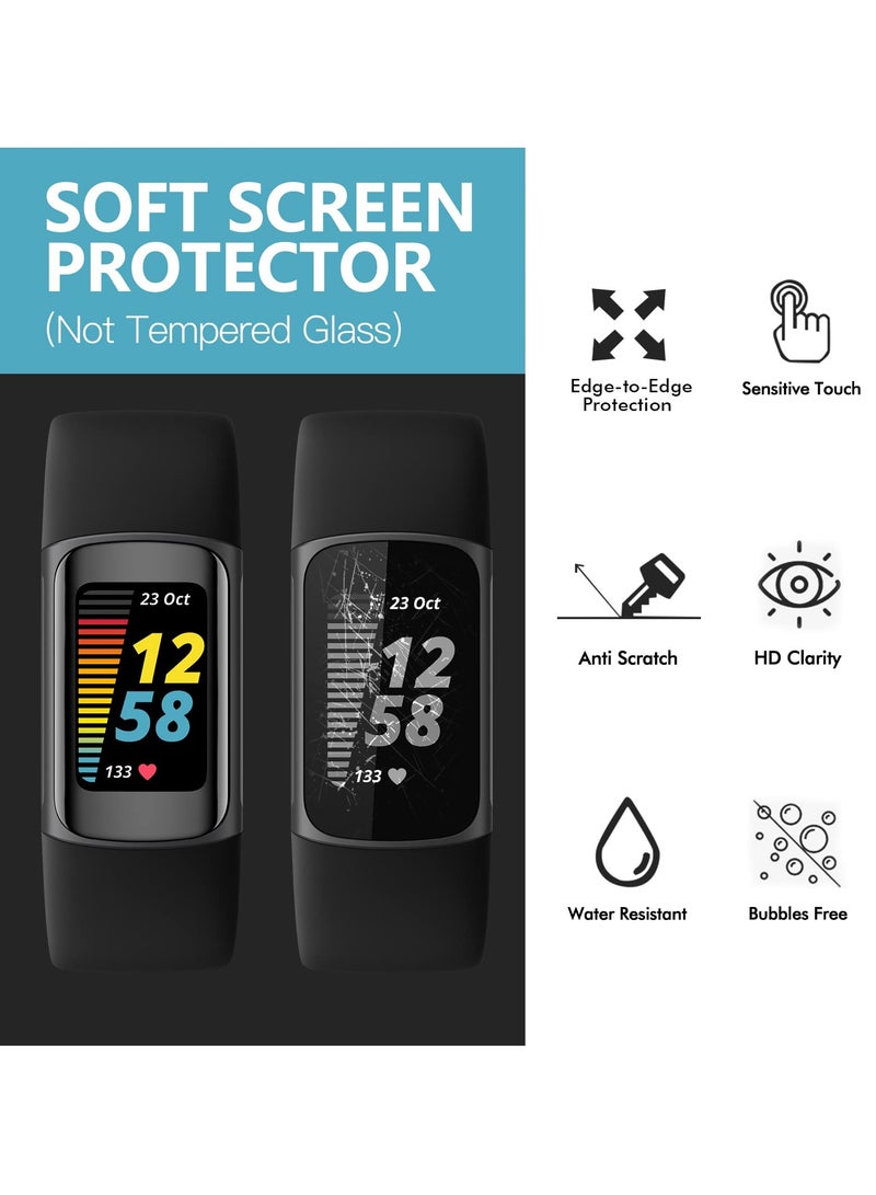 4pcs Screen Protector Compatible with Fitbit Charge 5, 3d Anti-scratch Clear Full Coverage Screen Protector Cover Film Accessories for Smart Watch