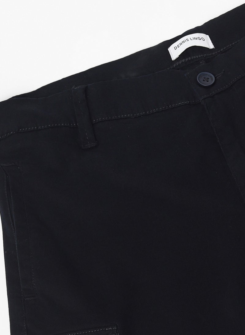 Navy Cargo Trousers for Men, Slim Fit, Cotton Lycra