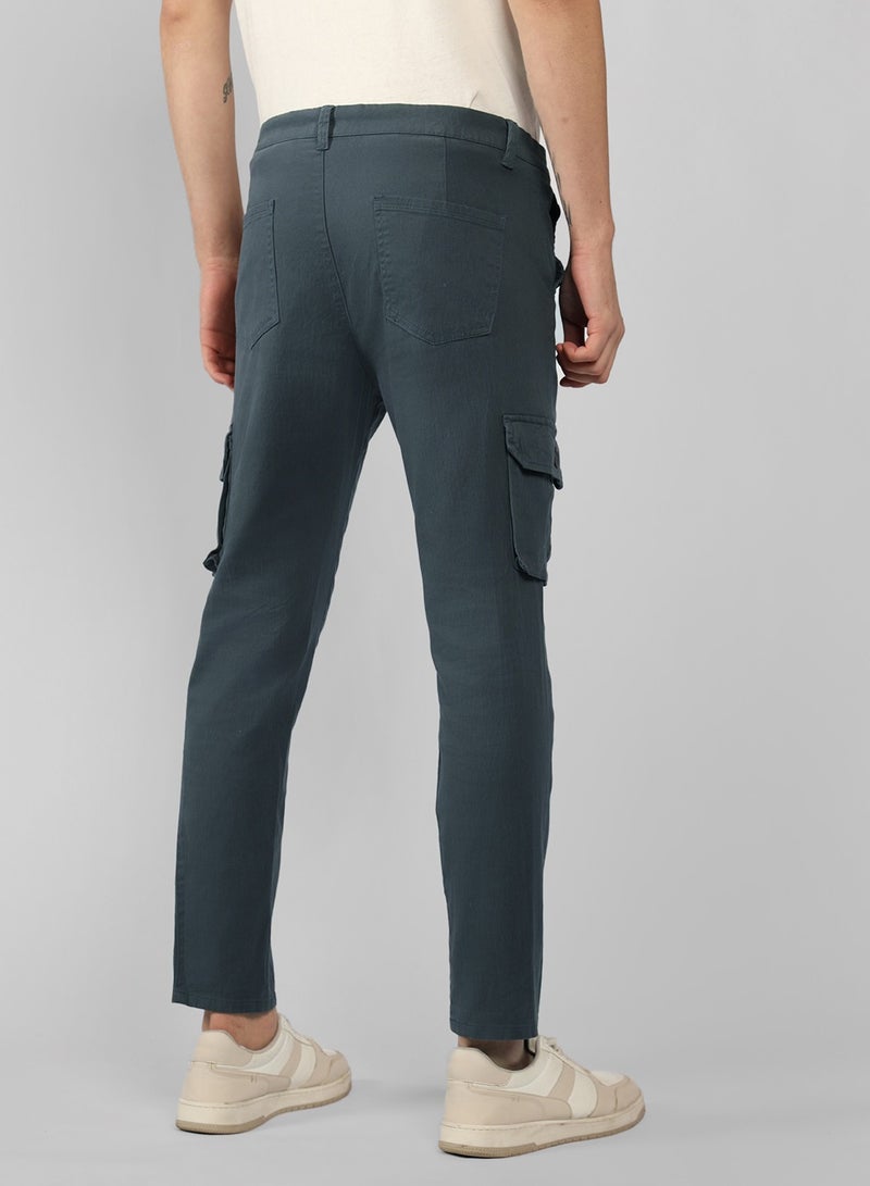 Men's Steel Grey Tapered Fit Cargo Pants