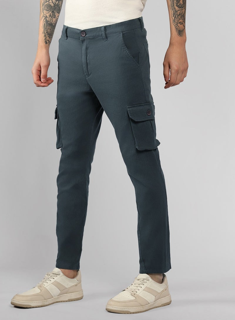 Men's Steel Grey Tapered Fit Cargo Pants