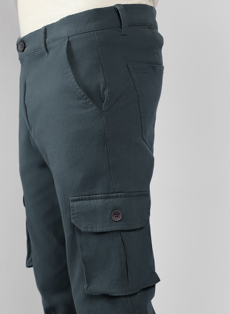 Men's Steel Grey Tapered Fit Cargo Pants