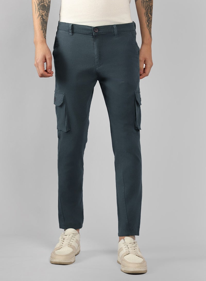 Men's Steel Grey Tapered Fit Cargo Pants