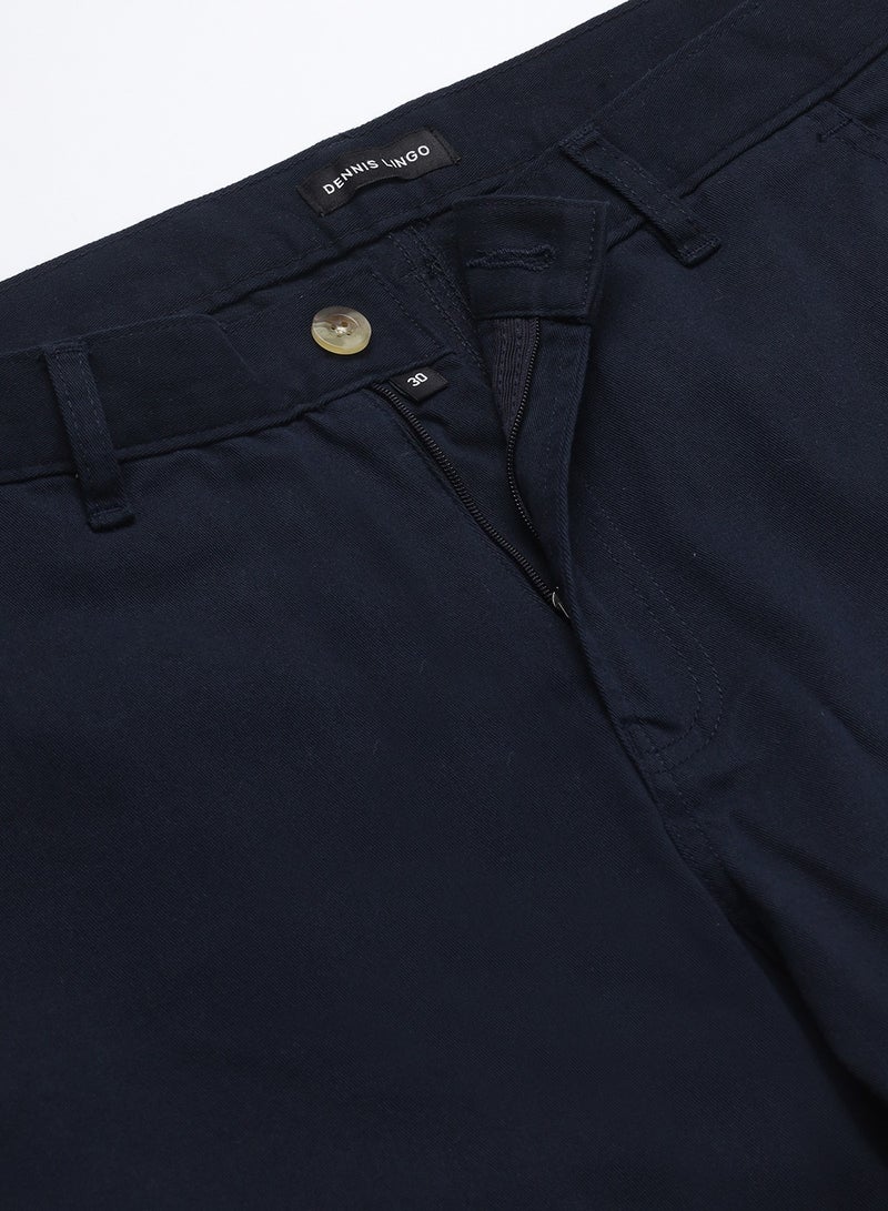 Navy Casual Trousers for Men - Slim Fit, Cotton Lycra