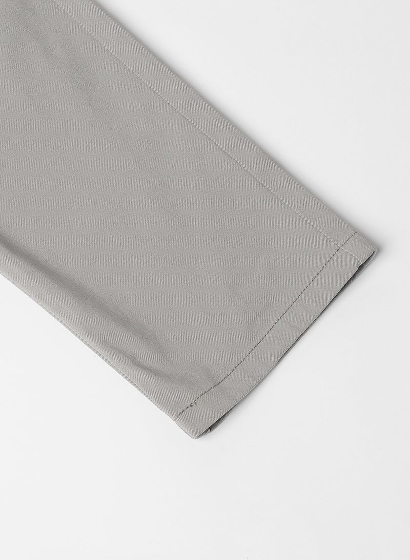 Mid Grey Chinos for Men, Straight Fit, Cotton Lycra