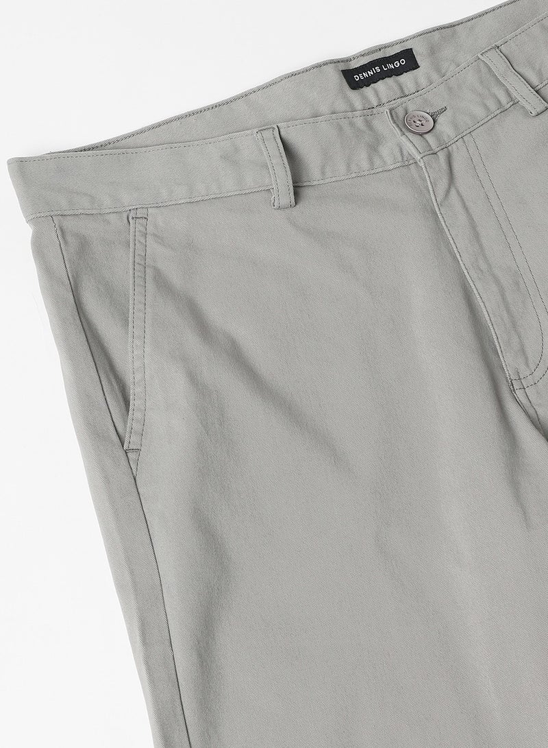 Mid Grey Chinos for Men, Straight Fit, Cotton Lycra