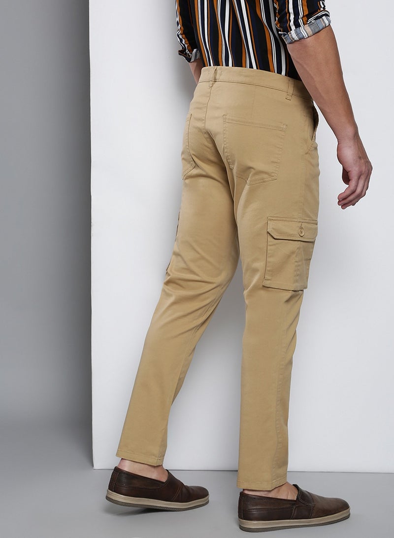 Men's Dark Khaki Tapered Fit Cargo Pants