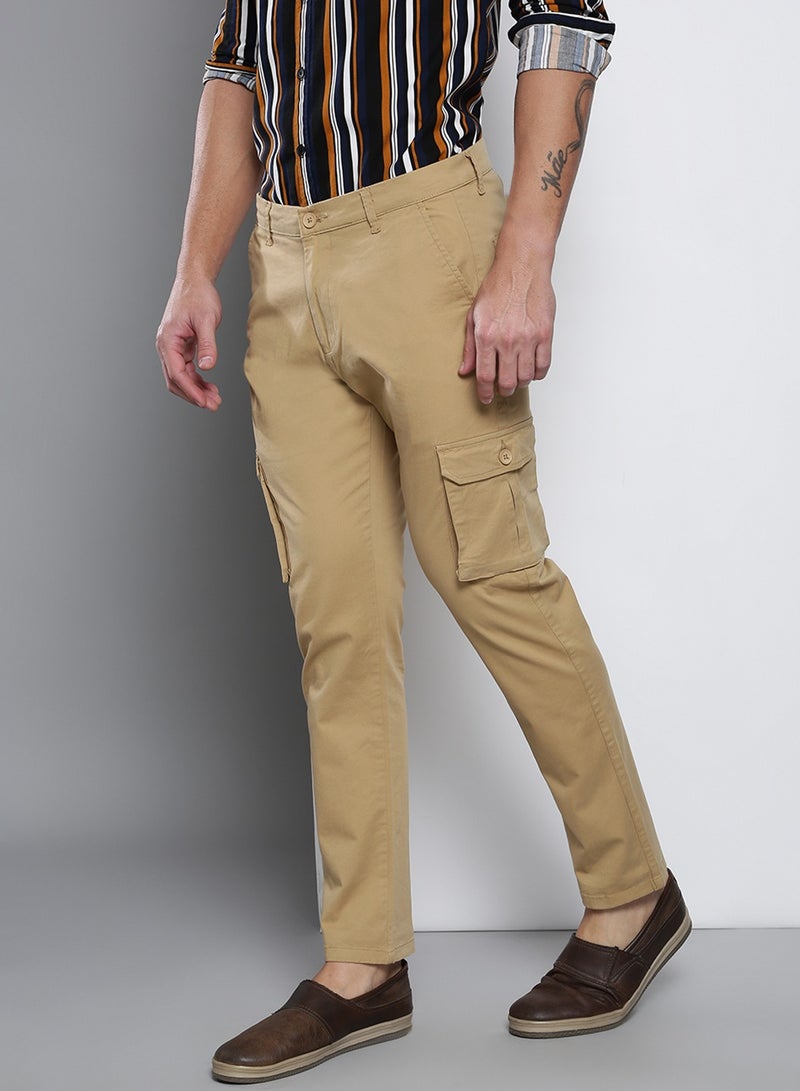 Men's Dark Khaki Tapered Fit Cargo Pants