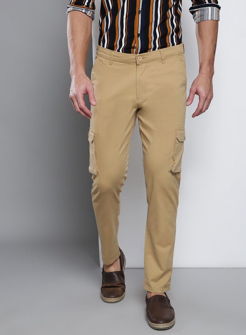 Men's Dark Khaki Tapered Fit Cargo Pants