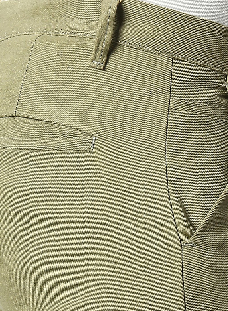 Light Olive Chinos for Men - Tapered Fit, 100% Cotton