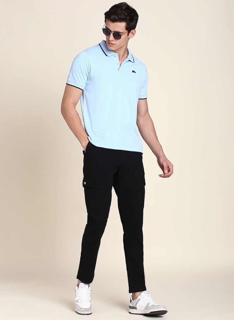 Black Casual Trousers for Men - Slim Fit, Cotton Lycra