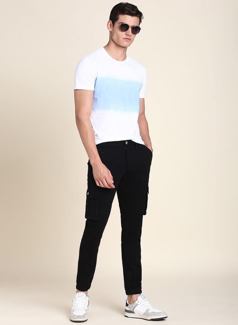 Black Casual Trousers for Men - Slim Fit, Cotton Lycra