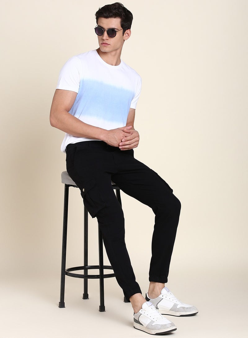 Black Casual Trousers for Men - Slim Fit, Cotton Lycra