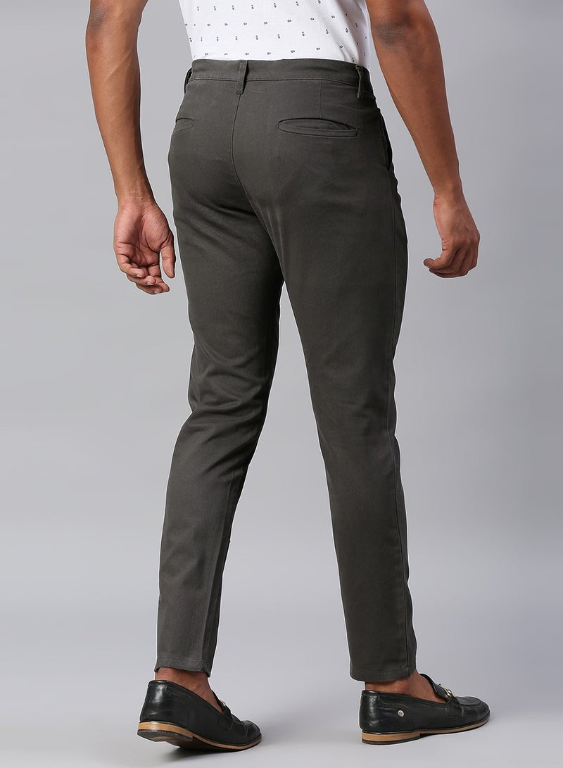 Dark Grey Chinos for Men - Tapered Fit, 100% Cotton