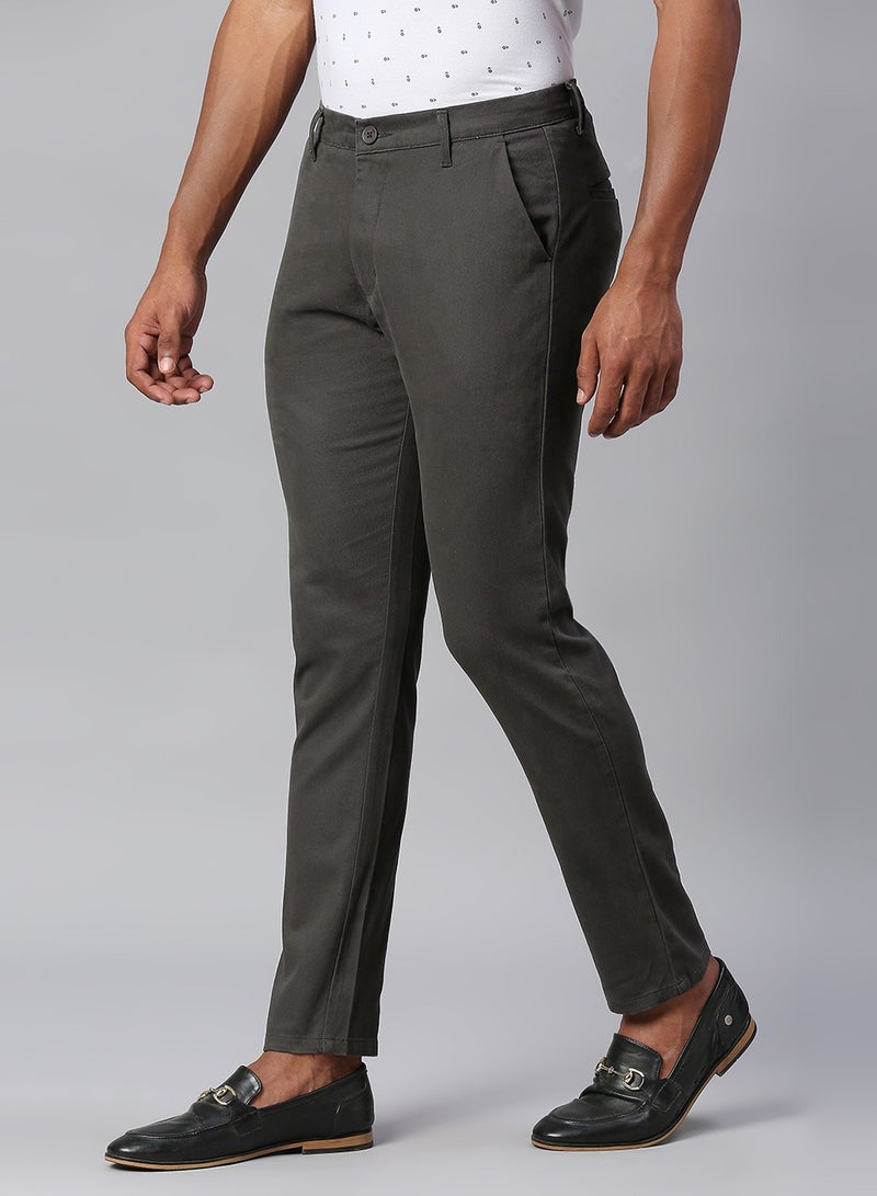 Dark Grey Chinos for Men - Tapered Fit, 100% Cotton