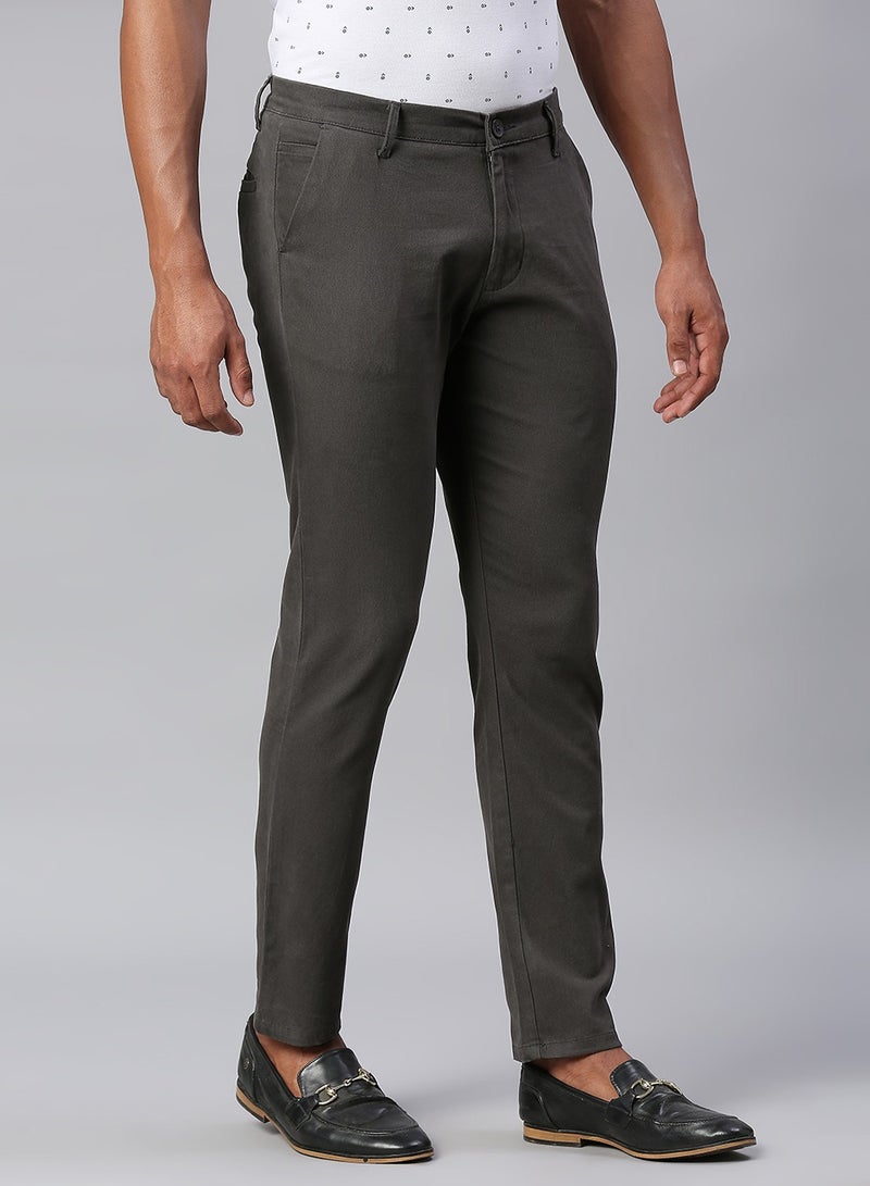 Dark Grey Chinos for Men - Tapered Fit, 100% Cotton