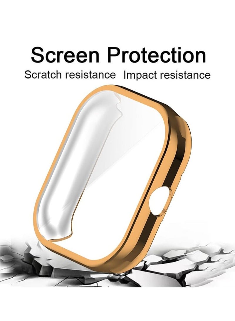 Case for Xiaomi Redmi Watch 4, Tempered Glass Screen Protector, PC Hard Case Tempered Glass Screen Protection Cover Slim Full Cover Scratch Proof Protector, 2 Pcs, Black and Gold