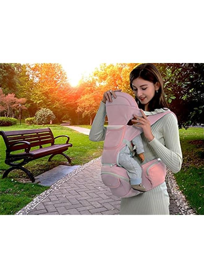 Upgrade Baby Carrier With Hip Seat Waist Stool , Breathable mesh Detachable integrated folding Design reinforced fastern safety adjustable plus size belt Gift for newborn(1-48month,Max33lb) baby