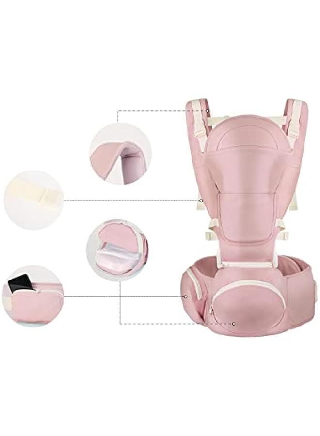 Upgrade Baby Carrier With Hip Seat Waist Stool , Breathable mesh Detachable integrated folding Design reinforced fastern safety adjustable plus size belt Gift for newborn(1-48month,Max33lb) baby