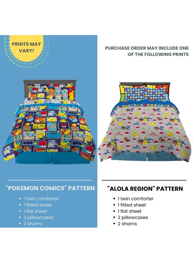 Kids Bedding Super Soft Comforter And Sheet Set With Sham  7 Piece Full Size  Pokemon