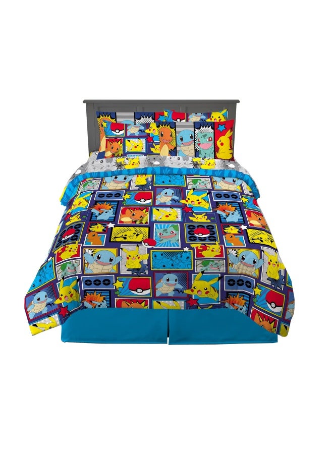 Kids Bedding Super Soft Comforter And Sheet Set With Sham  7 Piece Full Size  Pokemon