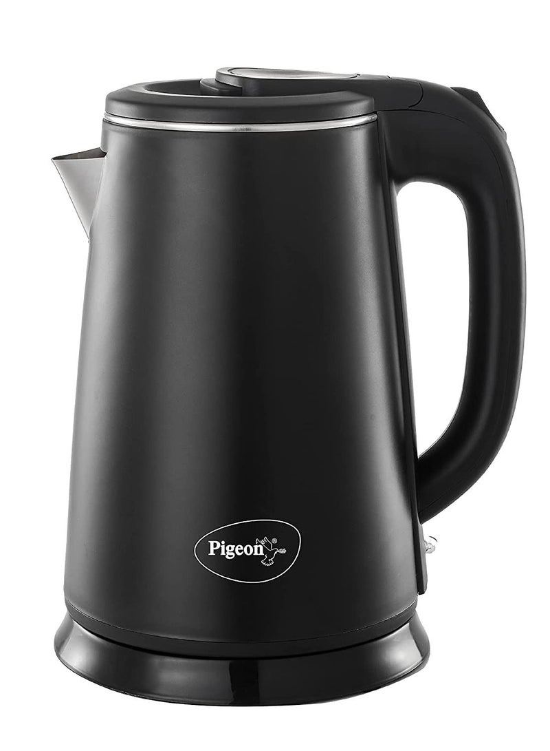 Pigeon Ebony Double Walled Cool Touch Stainless Steel Electric Kettle, 1.8 Litre, with 1500 Watt, boiler for Water, milk, tea, coffee, instant noodles, soup etc (Black), Large