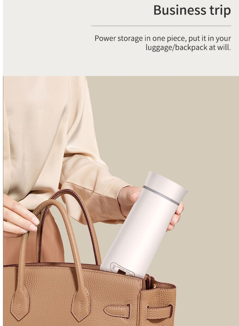 Travel Kettle Electric Small - Portable Kettle for Travel - Mini Hot Water Boiler/Maker/Warmer/Heater for Tea - Small Size One Cup Bottle/Thermos for Boil Water Single/Personal, White
