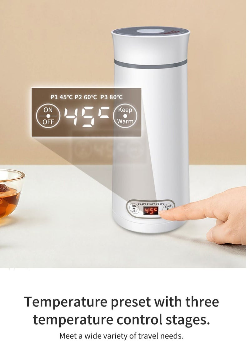 Travel Kettle Electric Small - Portable Kettle for Travel - Mini Hot Water Boiler/Maker/Warmer/Heater for Tea - Small Size One Cup Bottle/Thermos for Boil Water Single/Personal, White