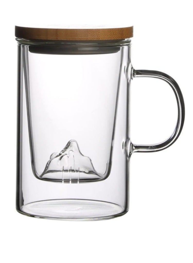 Borosilicate Glass Tea Cup with Mountain Shape Glass Infuser 500 Ml