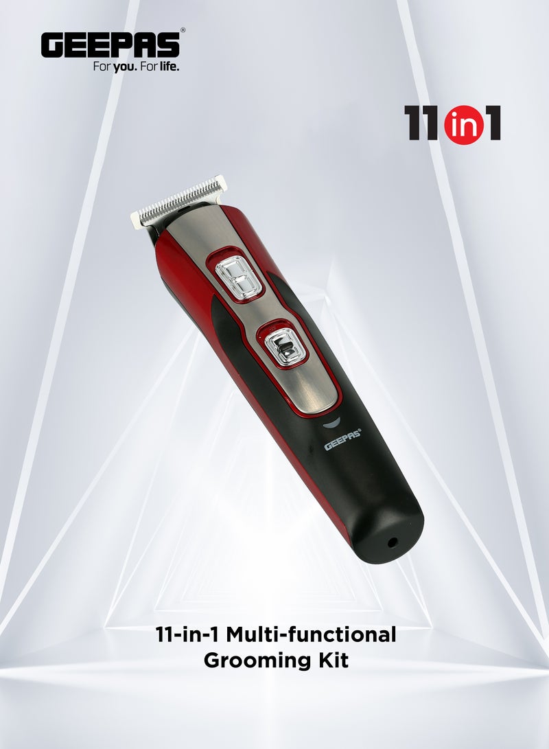 11-In-1 Rechargeable Grooming Kit Red/Black 6x23.6x16.2cm