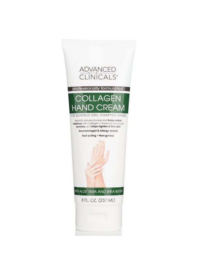 Collagen Hand & Body Cream Skin Care Moisturizer Lotion For Dry Cracked Skin. Soothing & Hydrating Plant Collagen Lotion Waloe Vera Green Tea & Shea Butter Large 8 Fl Oz