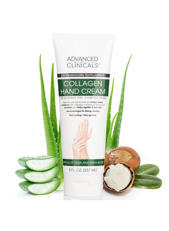 Collagen Hand & Body Cream Skin Care Moisturizer Lotion For Dry Cracked Skin. Soothing & Hydrating Plant Collagen Lotion Waloe Vera Green Tea & Shea Butter Large 8 Fl Oz