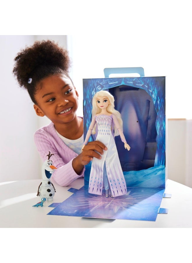 Disney Story Official Elsa Story Doll, Frozen, 11 Inches, Fully Posable Toy in Glittering Outfit