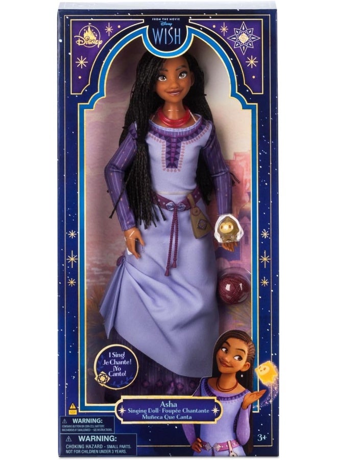 Disney Store Official Asha Singing Doll – Wish - 11 inch - Mesmerizing Melodies with Authentic Look - Interactive Music Play - Ideal Gift for Music Lovers & Collectors