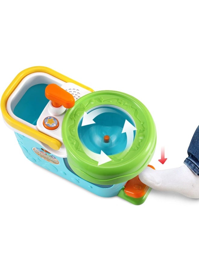 LeapFrog Clean Sweep Learning Caddy, Kids Mop and Broom Cleaning Toy Set for Ages 3-5, Blue